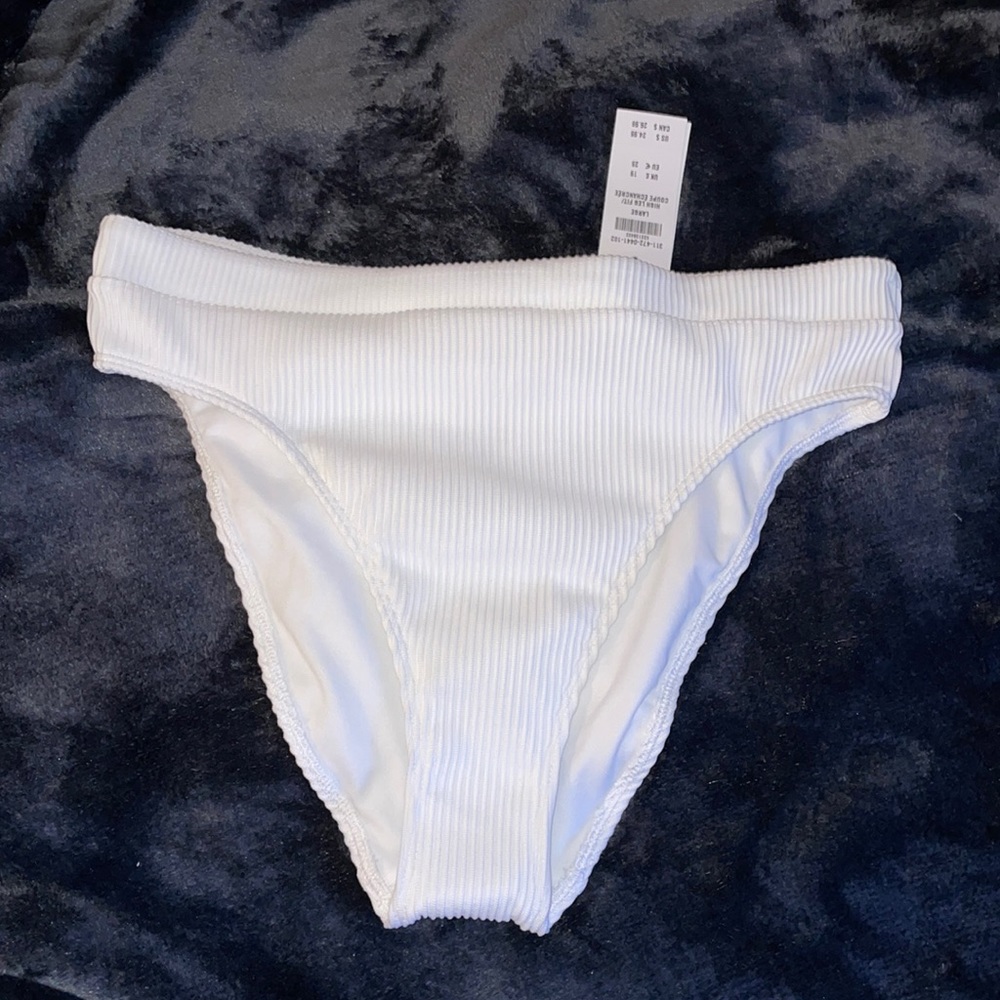 High Waisted Ribbed White Bikini Bottom